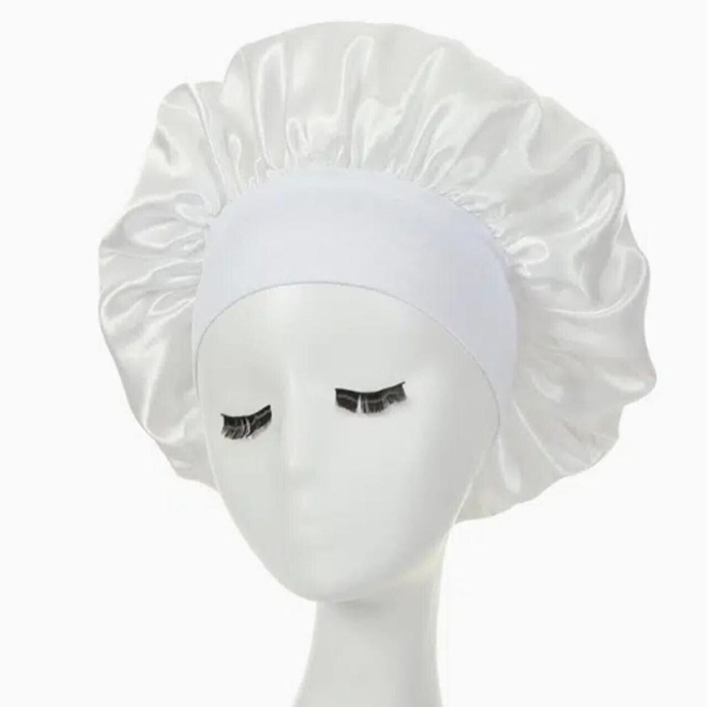 Women Satiny Bonnets for Sleeping White Band